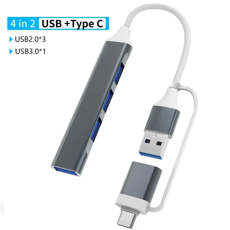7 Häfen USB A C Hub Konzentrator 3.0 2.0 Typ Multi-Adapter Multi-Hub Dock Splitter Laptop PC Computer Erweiterung Zubehör: Braun