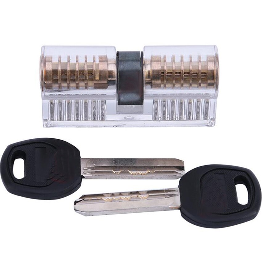 Transparent AB Practice Lock Double Row Of 7 Pins Cutaway Visible Cylinder Lock Pick Set