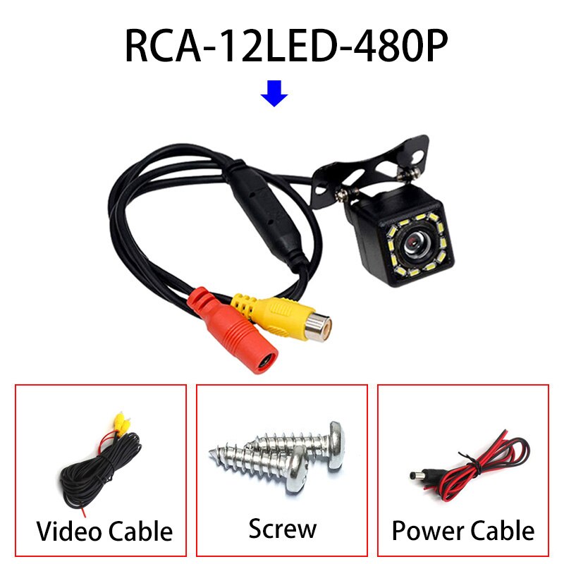Reversing Rear View Camera for Car Video Recorder Mirror Monitor Android Radio 6 Kinds of shape to Choose RCA Plug CVBS Signal: RCA 12LED