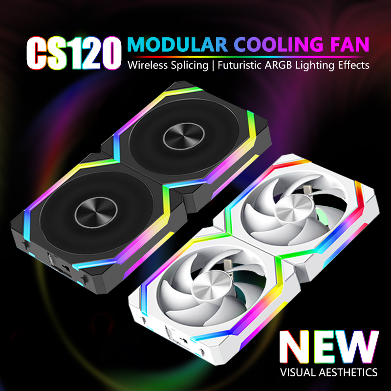 Jumpeak cs120 argb ventilador de refrigeração 240mm modular empilhável emenda pwm silencioso 120mm rgb ventiladores para jogos caso pc cpu refrigerador de água