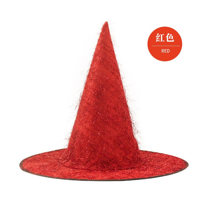 Sombrero de bruja de pelo largo dorado, accesorios decorativos para Halloween,: 5red