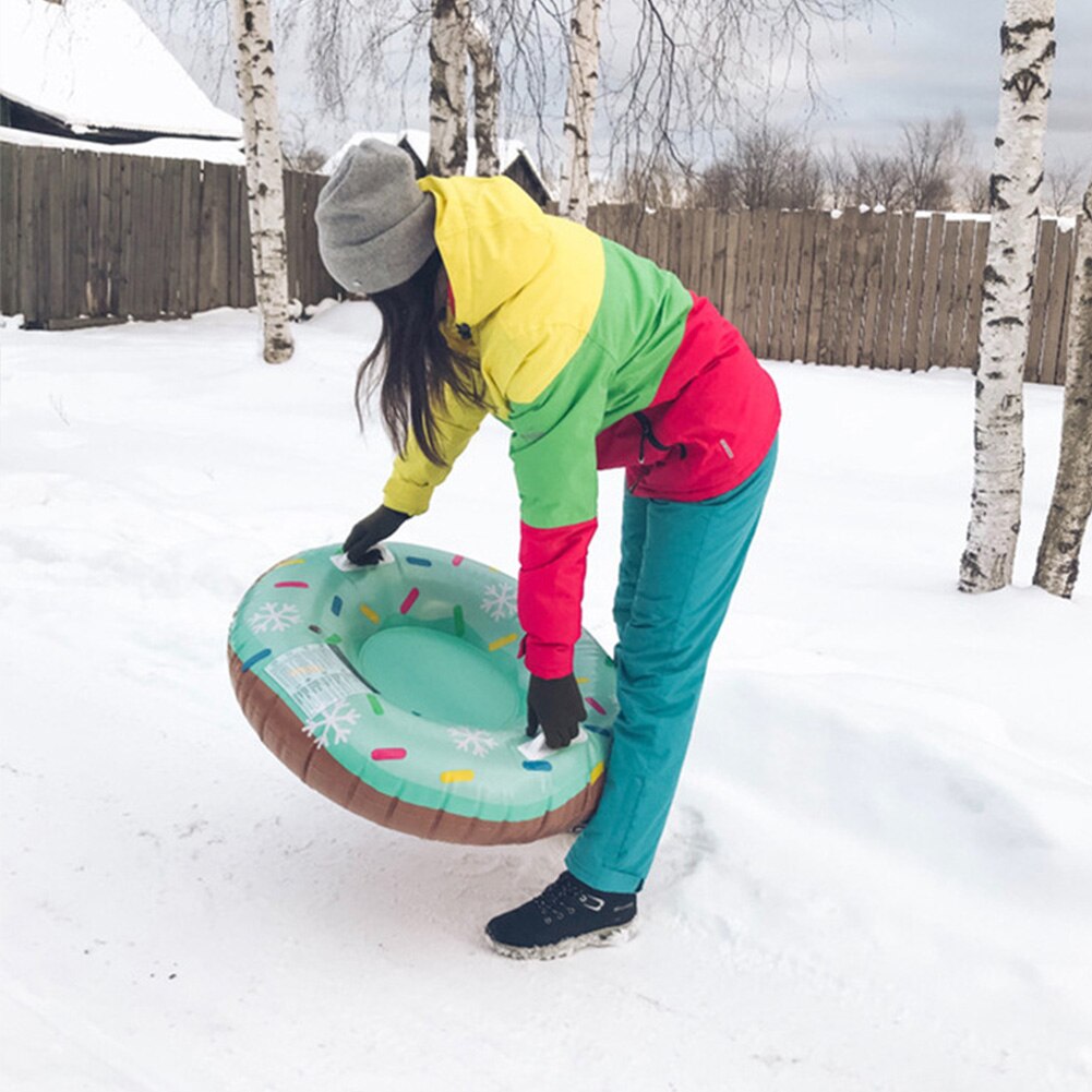 Adult Sport Kids Winter Lightweight Sled Snow Tube Thickened Wear Resistant Inflatable Flexible Outdoor Donut Shape Skiing Pad