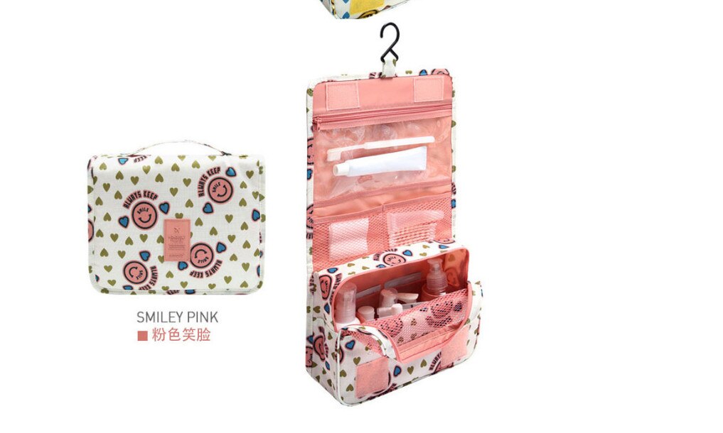 Osmetic Organizer Bag Opknoping Reizen Camping Make Toiletartikelen Badkamer Wassen Kit: Roze