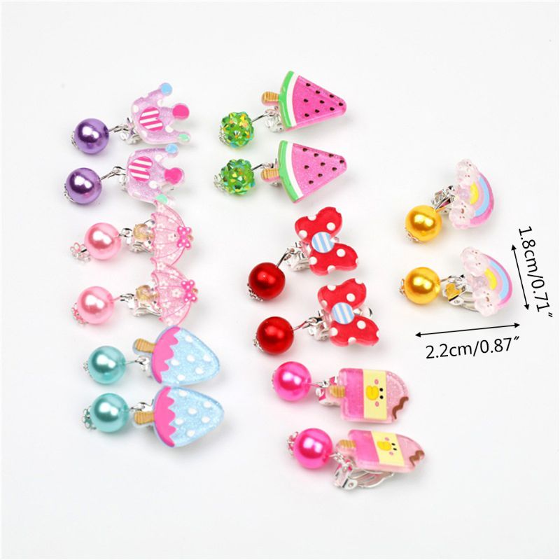 83XC 7 Pairs Mini Lovely Ear Clips for Girls Hypoallergenic No Piercing Plastic Earrings for Kids with Pain-resistan