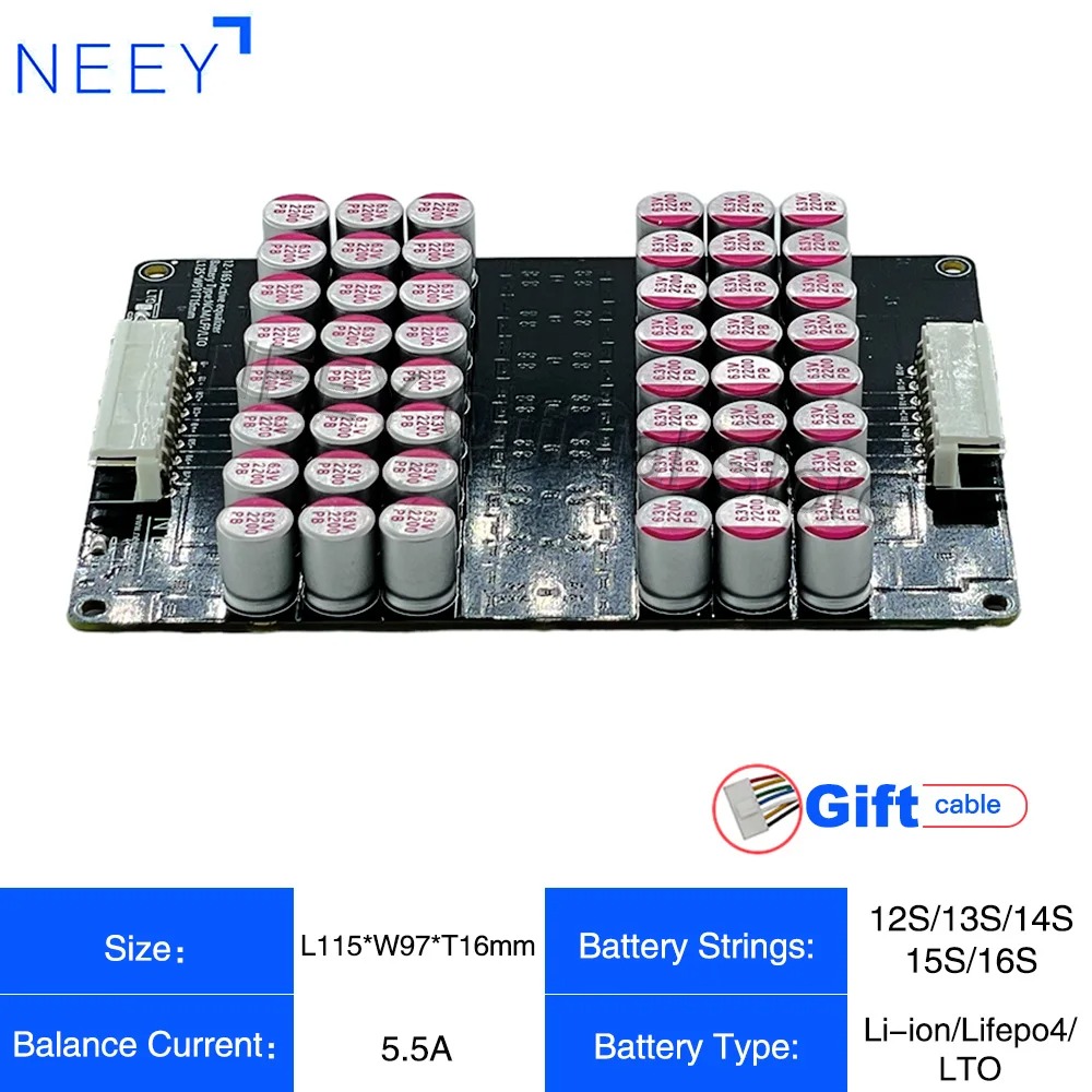 NEEY Equilibrador de ecualizador activo 5A 12S 13S 14S 15S 16S Lifepo4/Lipo/LTO Condensador de energía de batería Litio Lipo Lifepo4 Ecualizador: Beige