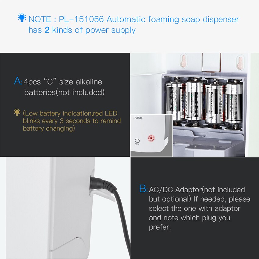 SVAVO 1000ml Automatic Foam Soap Dispenser Wall Mounted Infrared Smart Sensor Bathroom KitchenShower Shampoo Foam Soap Dispenser