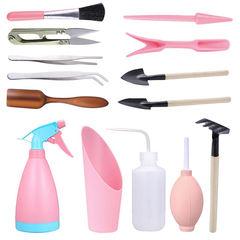 1 Set of 14pcs Mini Garden Hand Tools Plants Gardening Tools Mini Garden Hand Tools Garden Plant Shovel for Man Home Woman Shop: Pink