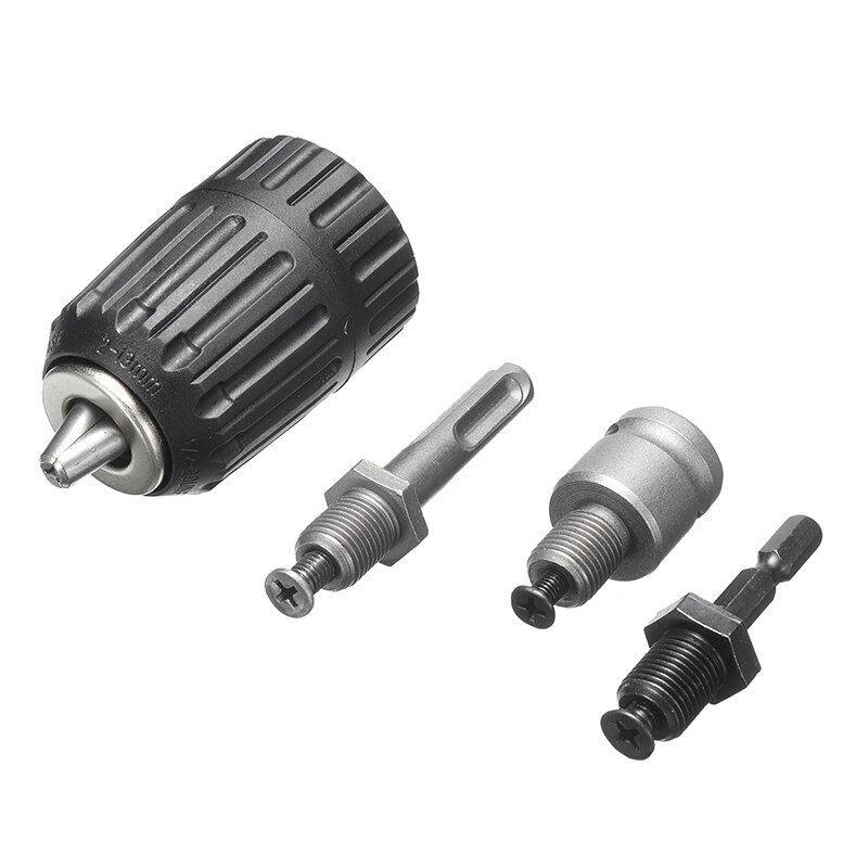 4Pcs 1/2-20UNF Drill Chuck 2-13MM Keyless Drill Chuck with 1/2" Hex Square Adaptor Power Tool Part For Impact Wrench Drill
