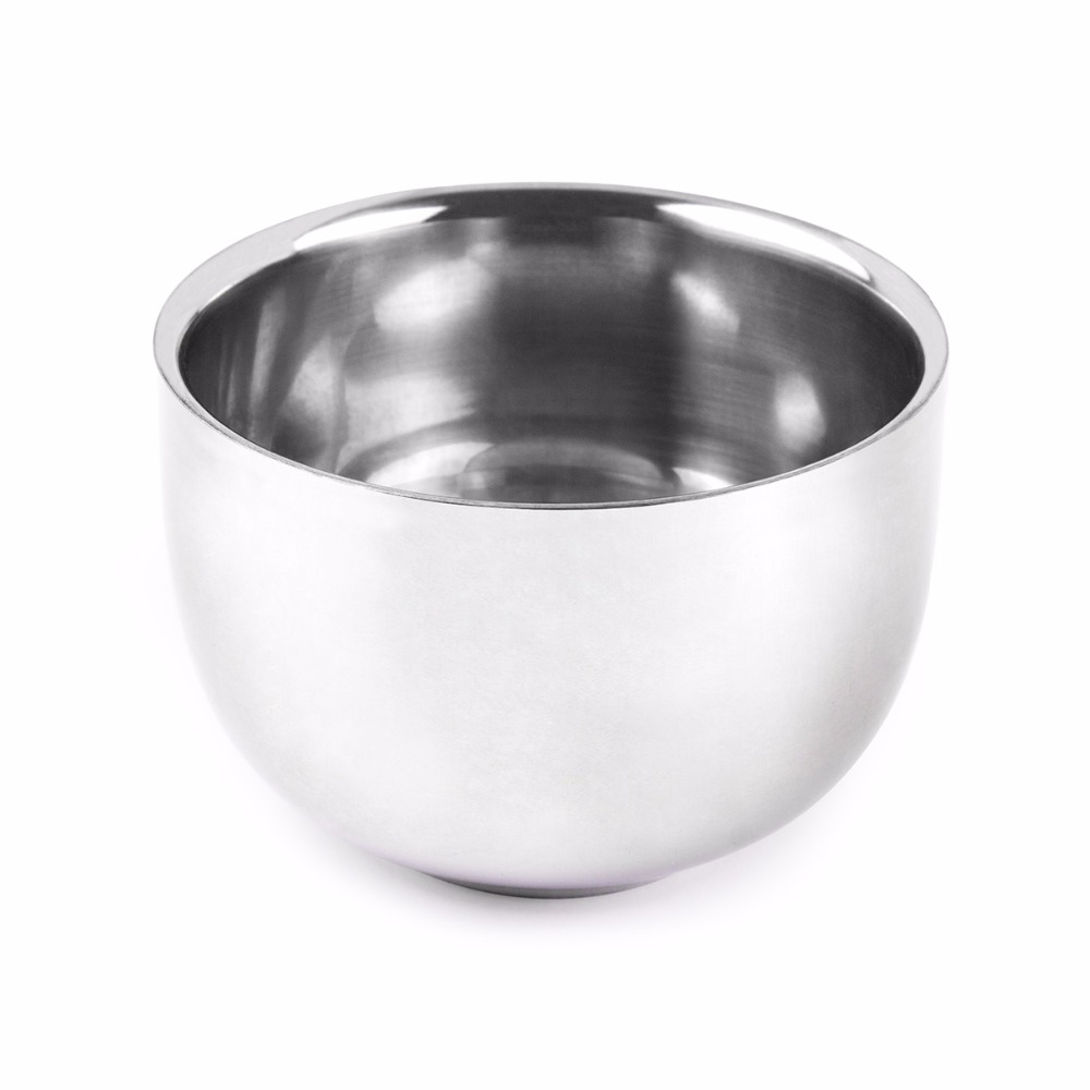 QSHAVE-tazón de jabón de acero inoxidable para afeitado, soporte de cepillo clásico de seguridad para crema de afeitar, 7,2x5x3,7 cm, no incluye cepillo