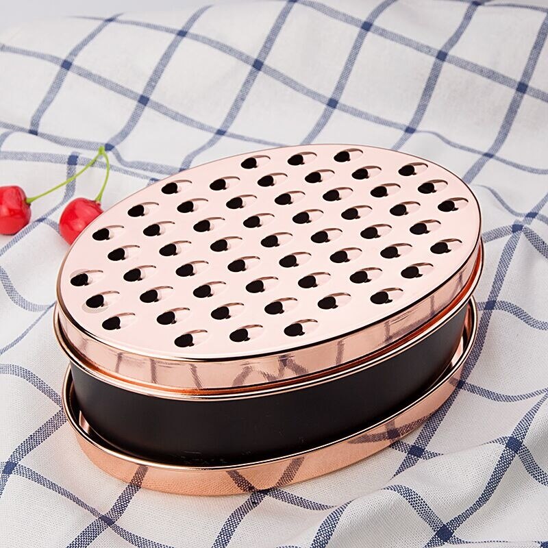 Rallador de queso de oro rosa, rebanador multifuncional, contenedor ovalado de verduras, herramientas de frutas rápidas de fácil limpieza con 2 cuchillas ralladoras