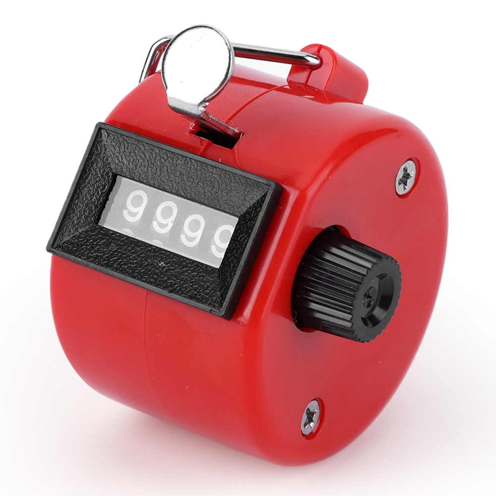 Compteur de pointage à 4 chiffres, comptage du nombre, compteur ClUNICEF, compteur manuel pour compter le golf et la pêche: Rouge