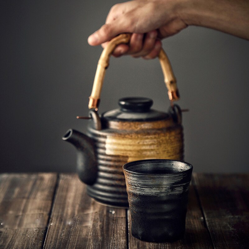 Keramische waterkop retro steengoed theekop capaciteit 200ml japanse stijl thuis wijnset melk theeset koffiekopje