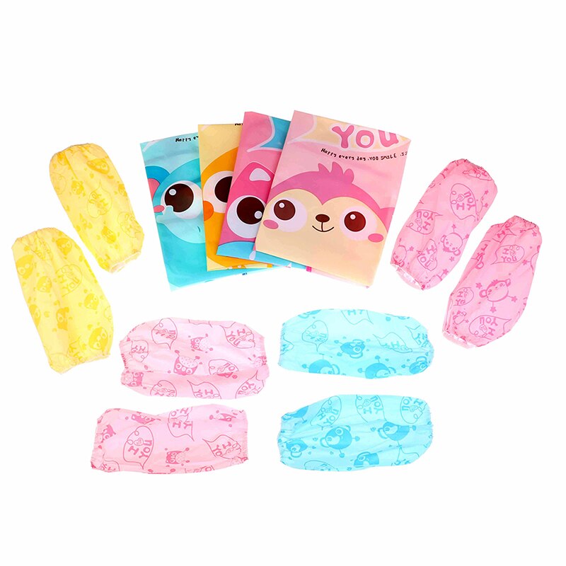 Cartoon kind schilderij schort kinderen beschermende mouwen zak kleuterschool keuken schilderen koken drinken enfant tafelschorten