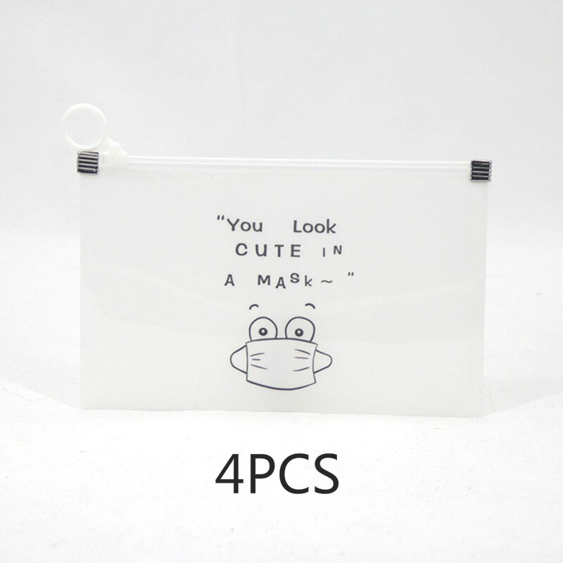 Bolsa para guardar Mascarillas a la , caja de almacenamiento portátil, a prueba de polvo, con tarjetero, 1/4/8 Uds.: White 4PCS