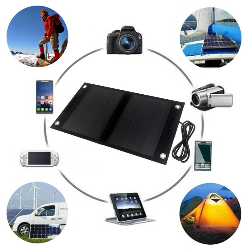 12V 25W Folding Solar Panel Sun Power Waterproof Solar Cells Charger Double USB Output Devices Portable for Smartphones