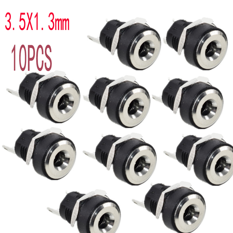 10Pcs DC 5.5x2.1mm 3.5x1.3mm 2.1 2.5 Connectors DC Power Plug Male Female Jack Socket Nut Panel Mount DC Power Adapter Connector: Ivory