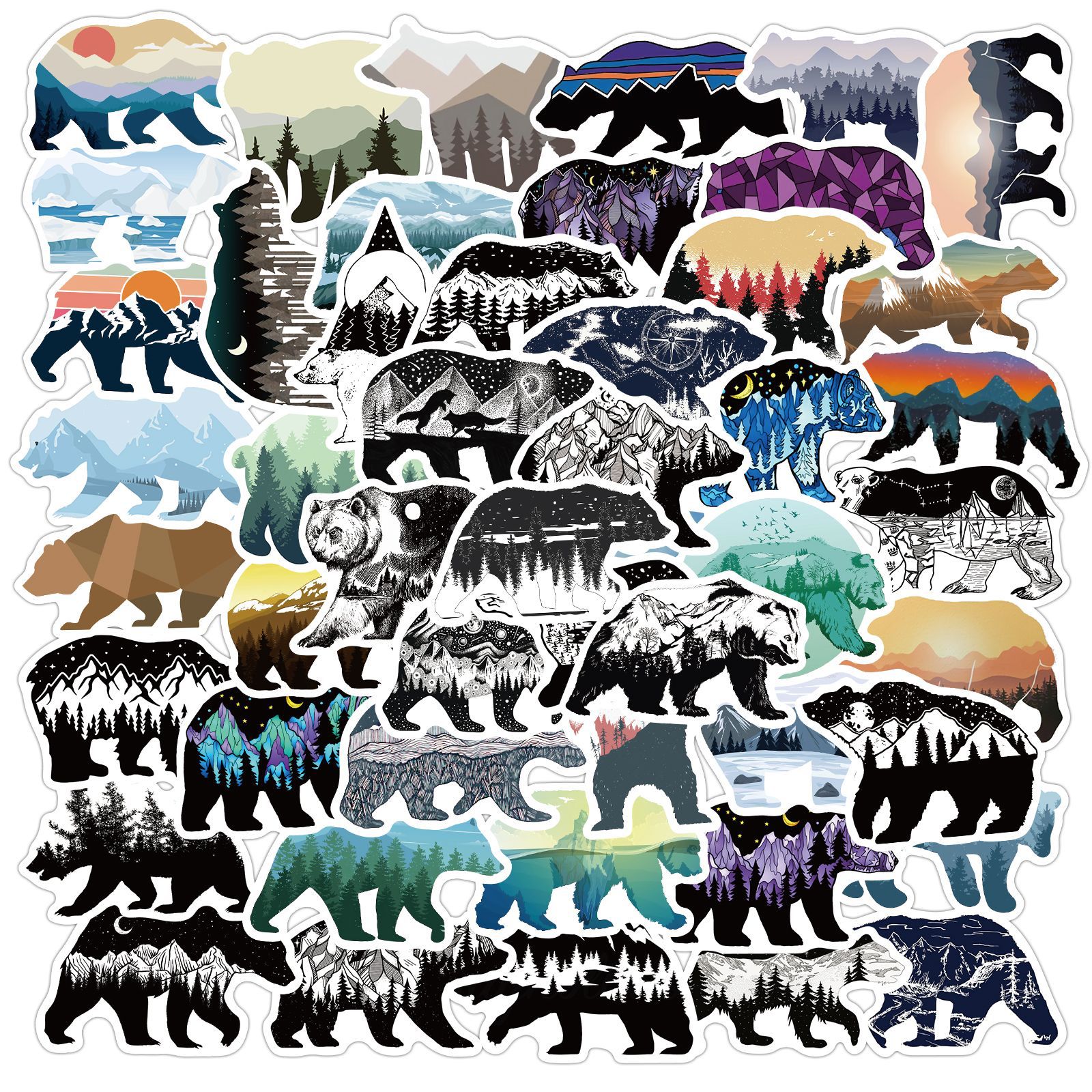 10/30/50 Stuks Mountain Top Kleur Grizzly Bear Graffiti Waterdichte Sticker Koffer Notebook Mobiele Telefoon Water Cup helmetwholesale