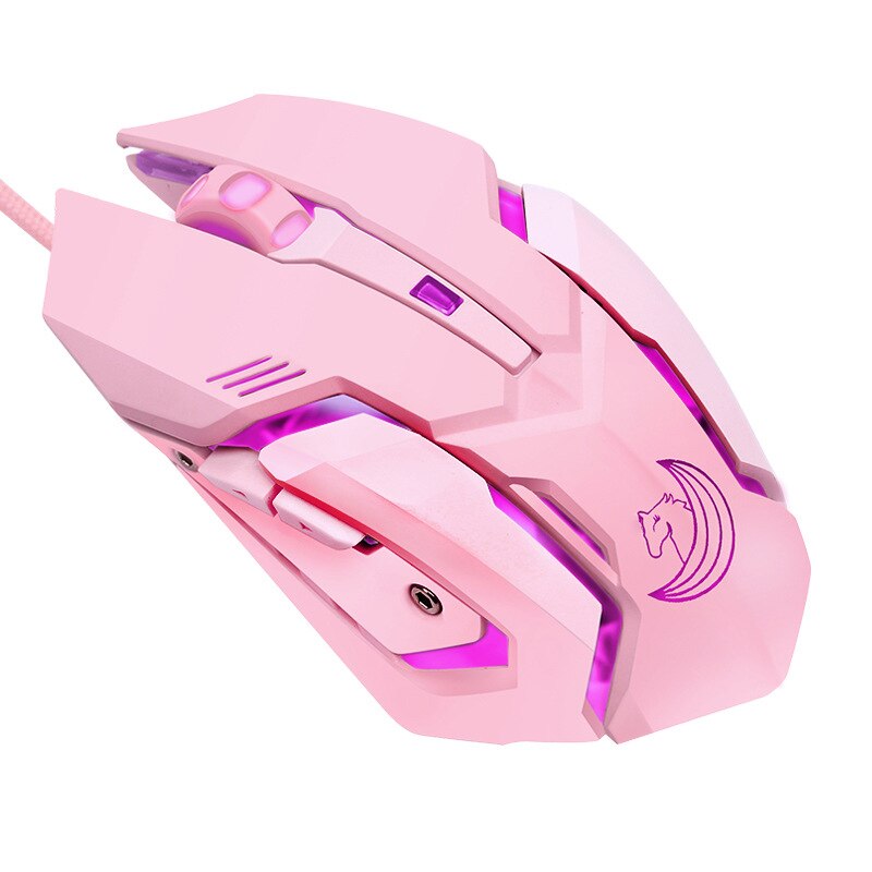 7-przycisk różowy mysz mechaniczna przewodowa mysz metalu makro rozdzielczości mysz USB mysz świecąca do gier RGB mysz ergonomiczna 3200 Dpi: 09
