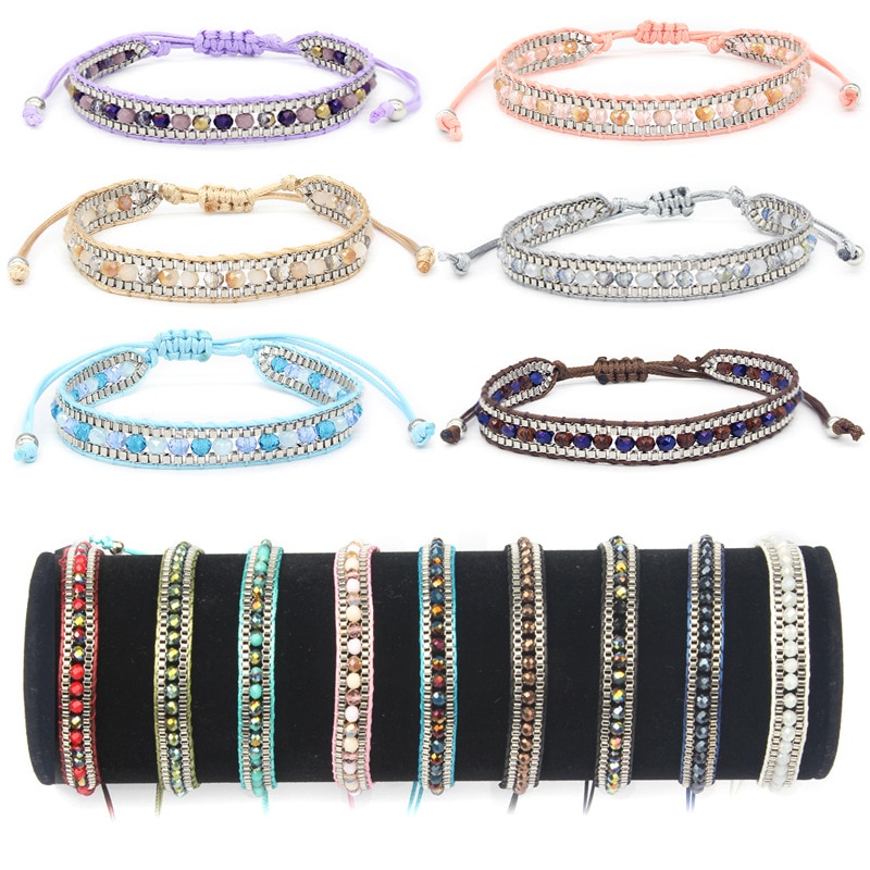 Bohemian ladies bracelet hand-woven bracelet crystal single layer beaded bracelet national wind friendship bracelet