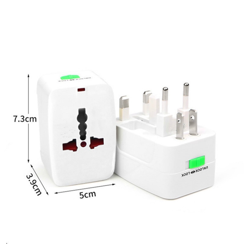 Adaptateur Voyage Universel AXFEE Avec 2 Ports USB - Compatible 150+ Pays, Double Fusible, Blanc