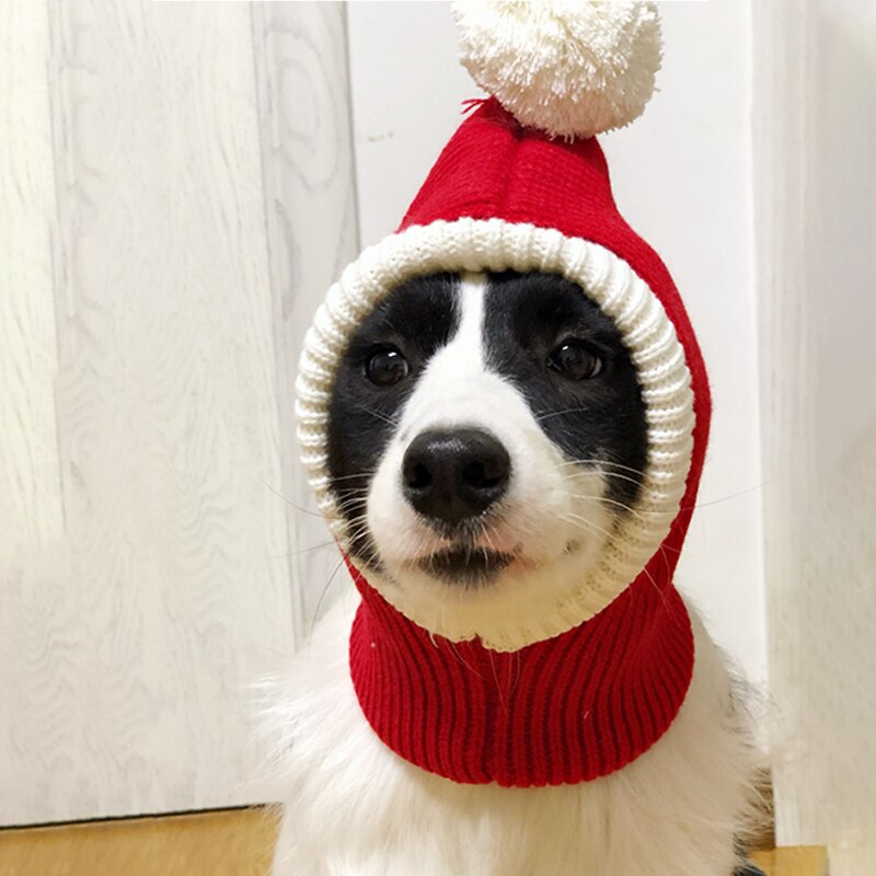 Julehund lue strikkede kjæledyr luer til hunder tilbehør vinter varm katt hund lue valp kjæledyr luer til hunder lue med ball hodeplagg: S