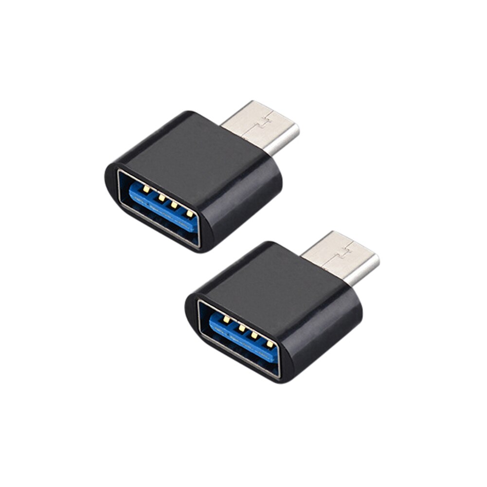 2Pcs High Speed Male to Female Type-C to USB OTG Converter for Flash Drive Mouse U Disk Reader For Android iPhone Tablet Phone: Black