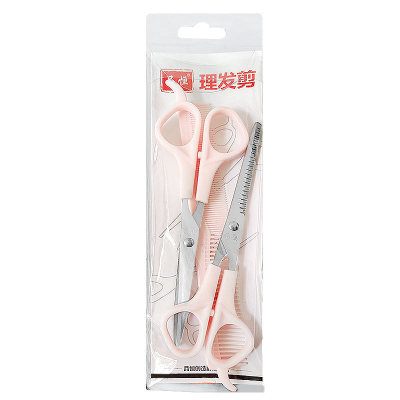 Household Hairdressing Scissors Thinning Shears Hair Cutting Barber Scissors Flat Tooth Scissor Comb 3pcs Set Hair Styling Tools: Pink