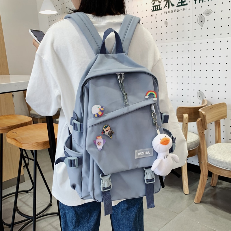 Grande Capacità Carino Zaino Donna 2020 Ins Schoolbag per Ragazzi Femminile Coreano Harajuku Studenti Delle Scuole Superiori Zaino Delle Signore Blu