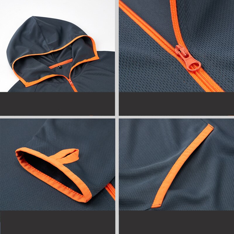 Ropa de pesca hidrofóbica de seda de hielo para hombre, chaquetas con capucha para acampar al aire libre, senderismo, impermeable, antisuciedad, protección de secado rápido