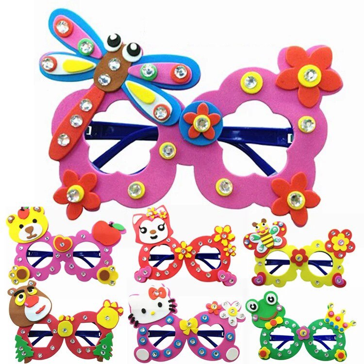 8pcs Children Carton Animals EVA Sticker Glasses DIY Craft Toy Kids Birthday Educational Craft Toy Kindergarten Supply