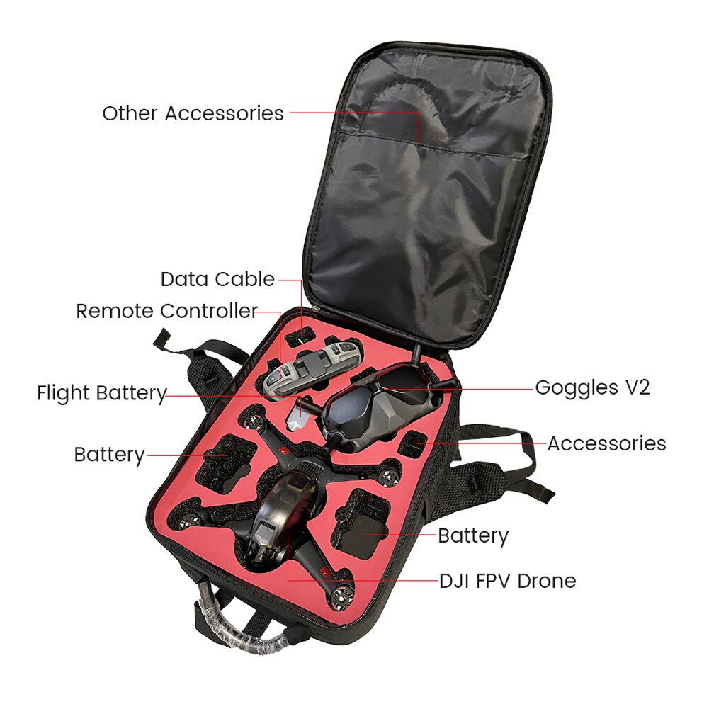 Backpack for DJI FPV Backpack Shoulder Bag Carrying Case Waterproof Shockproof Bag for Drone Goggles V2 Controller Drone