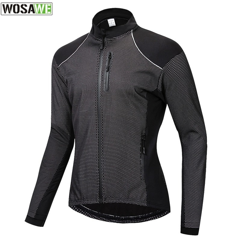 WOSAWE männer Radfahren Jacke Winter Reflektierende Thermische Warme Windstopper Jacke Wind Windjacke MTB Bike Fahrrad Zyklus Jacke