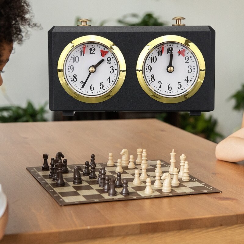 Schaaktimer, schaakklok speltimer analoge klok schaaktimer i-go optellen afteltimer, internationaal