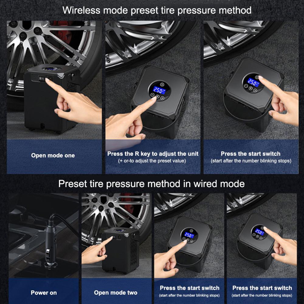 Car Air Compressor 6000mAh Battery Tire Inflator Protable Electric Car Air Pump Digital Auto Tyre Pump for Car Motorcycle Ball