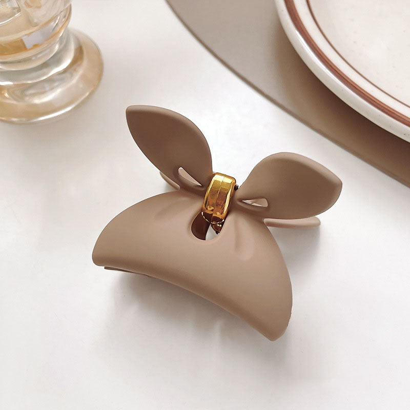 Pinza para el pelo geométrica con flor marrón y Beige para mujer, pinza para el pelo sólida con temperamento, horquilla dentada, accesorios para el cabello a la: Champán