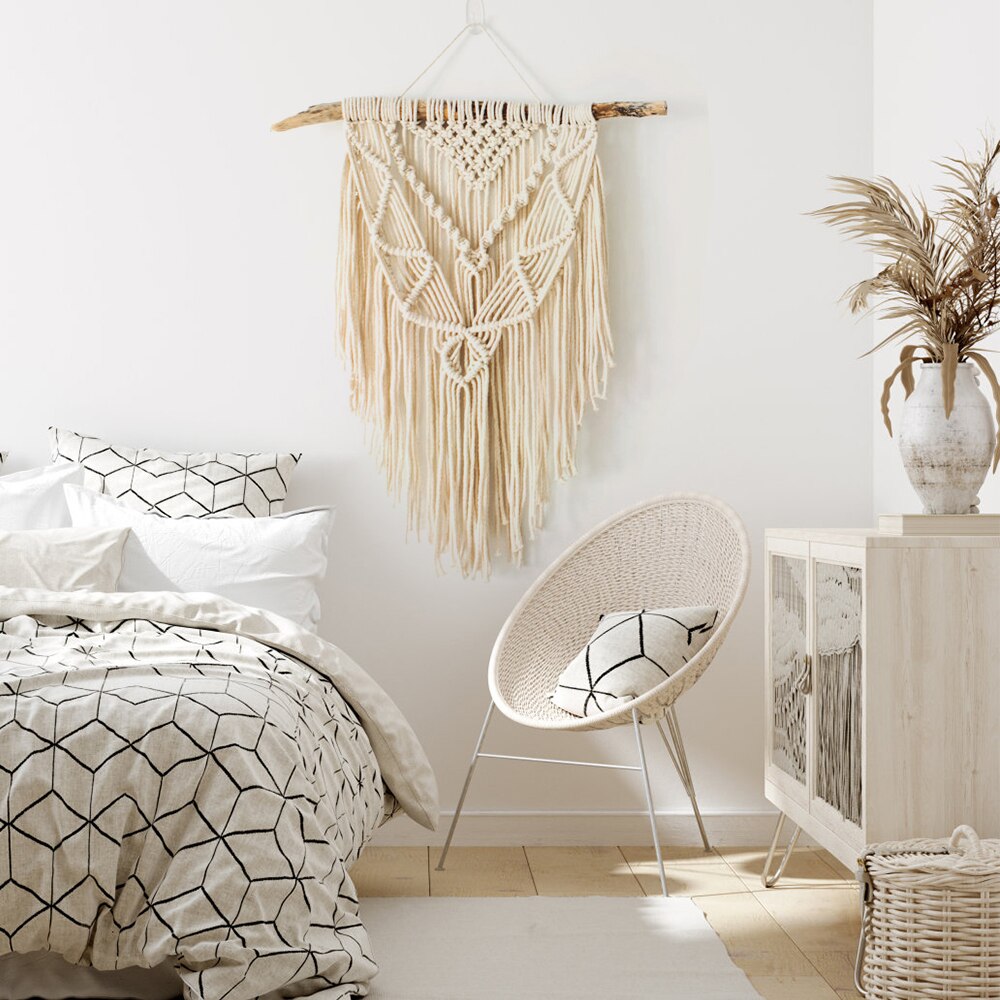 Macrame Cord Kits Natural Cotton Rope with Wood Ring Wood Stick for DIY Teether Macrame Kit Wall Hanging Plant Hanger