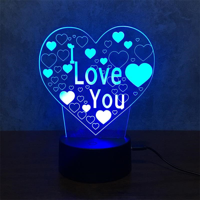 Valentijnsdag Liefde 3D Led Nachtlampje 7 Kleuren Bureaulamp Thuis Gloeilamp Touch Lamp Vrouw Of meisje Vriend K13