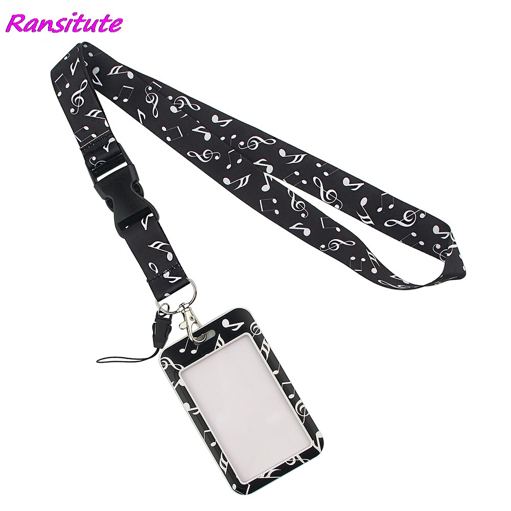Ransitute-cordón para tarjetas de crédito, tarjetero titular de la identificación, bolsa de viaje, tarjeta bancaria, autobús, insignia, color blanco y negro, R1506