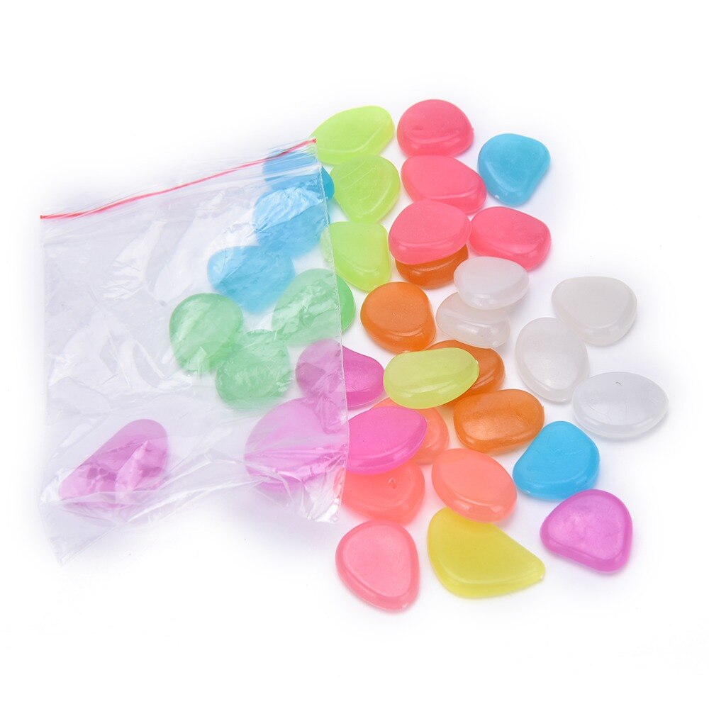 Aquarium Fish Tank Decor Garden Outdoor Pebble Luminous Rocks Glow In The Dark Stones Green Decor 100 Pcs/Pack