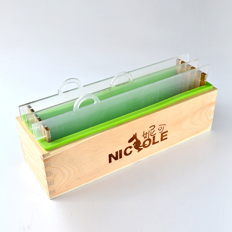 Silicone Soap Mold with Transparent Vertical Acrylic Clapboard & Flower Mat Rectangular Handmade Loaf Soap Making Tool