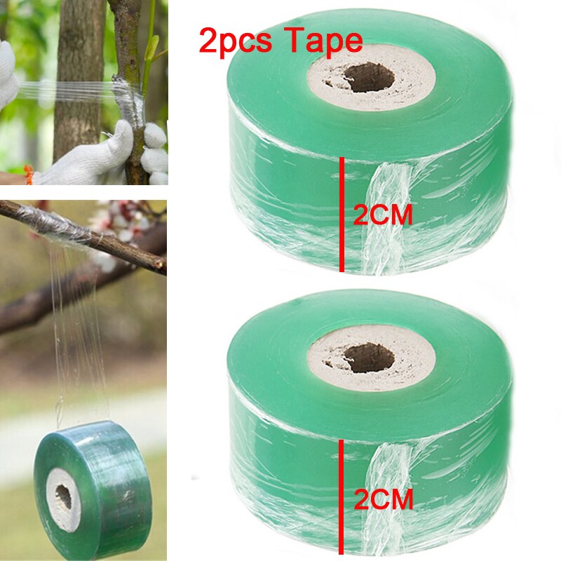 Pe podningstape film selvklæbende bærbar have træplanter kimplanter podning forsyninger strækbar miljøvenlig: 2 stk grøn film 2cm