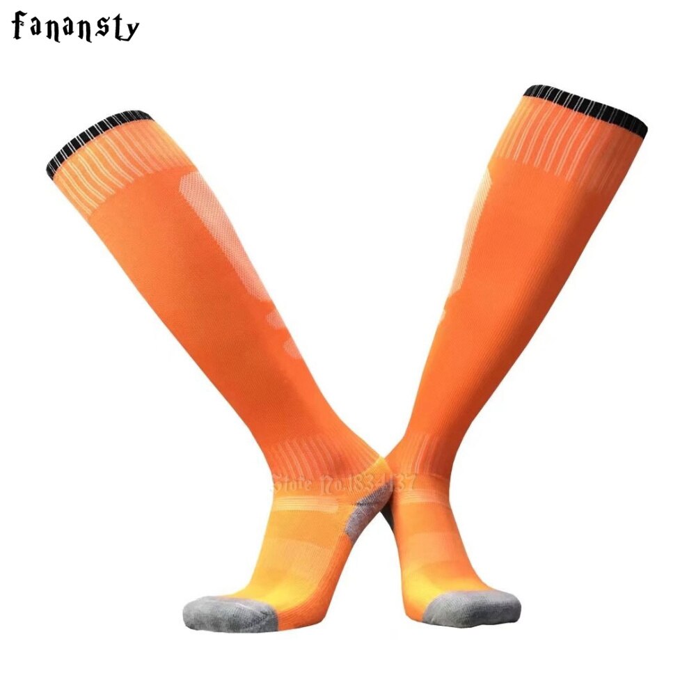 Calcetines de fútbol para hombre y mujer, medias deportivas baratas, transpirables hasta la rodilla, de algodón, para correr, blanco y rojo