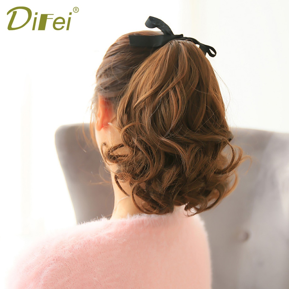 DIFEI 7 Kleuren Korte Krullend Paardenstaart Synthetische Hittebestendige Haar Koord Haarstukje Paardenstaart voor Vrouwen