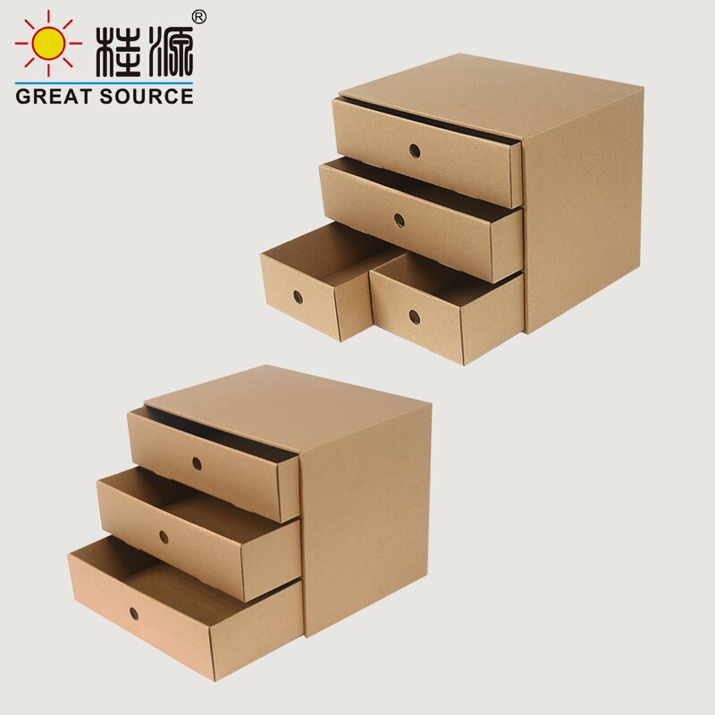 4 tiroirs de stockage Composable armoire bureau ondulé pliable maison stockage papier Kraft respectueux de l'environnement (2 pièces): Group A