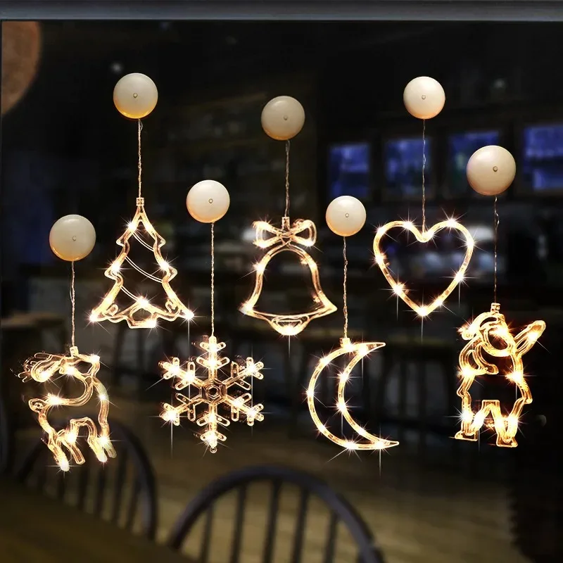 LED Saugnapf Nachtlicht Batterie Power Cartoon Form Lampe Weihnachtsmann Weihnachtsbaum LED Lichter für Weihnachtsdekorationen