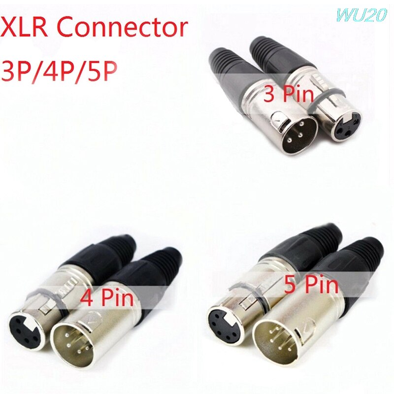 1Pc Mannelijke & Vrouwelijke 3-Pin 4-Pin 5-Pin Xlr Microfoon Audio Kabel Plug Connectors kanon Kabel Terminals