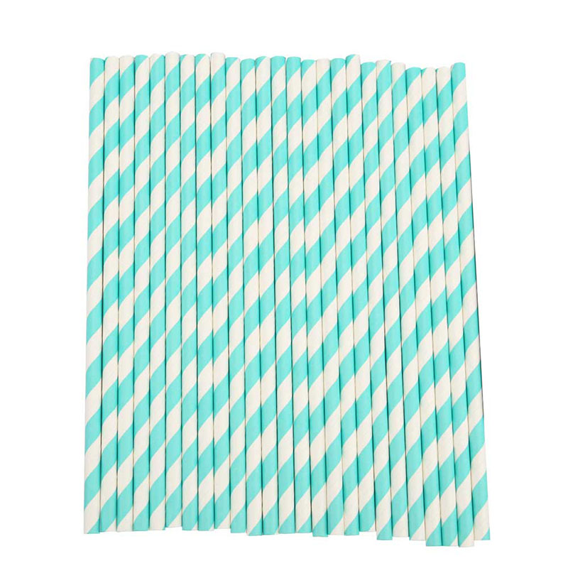 25 Stuks Wegwerp Rietjes Sets Kleurrijke Gestreepte Afbreekbaar Environmental Paper Rietjes Voor Party Wedding Bar Sappen Drinkingware: Blue green