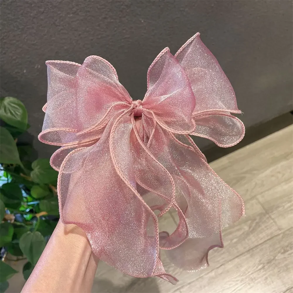 Presilha de cabelo de princesa coreana, grampo de cabelo multicamadas com laço de fita, grampos de cabelo para mulheres, acessórios de cabelo para meninas: Lavanda