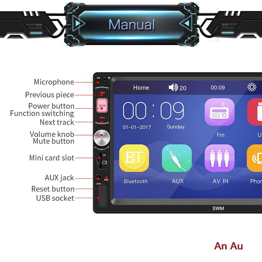 7 inch HD car MP5 player X4 Car player With 4LED rear camera Car electronics Car video player