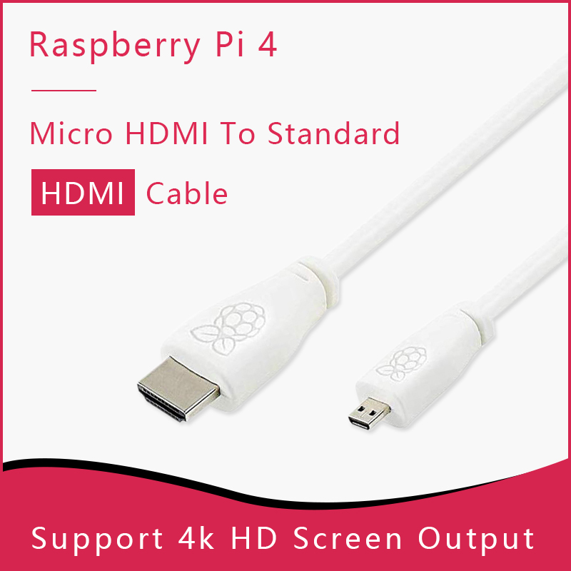 Officiële Raspberry Pi 4, 5 Micro HDMI naar standaard HDMI (A/M) 1 m en 2 m kabel